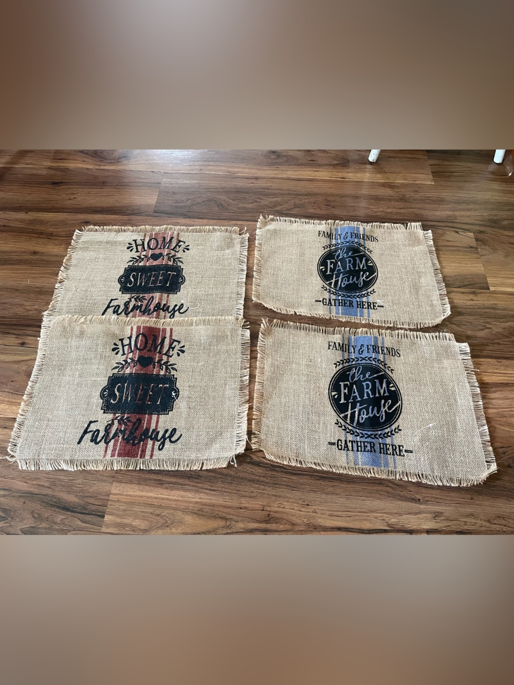 Farmhouse Burlap Placemats - Set of 4